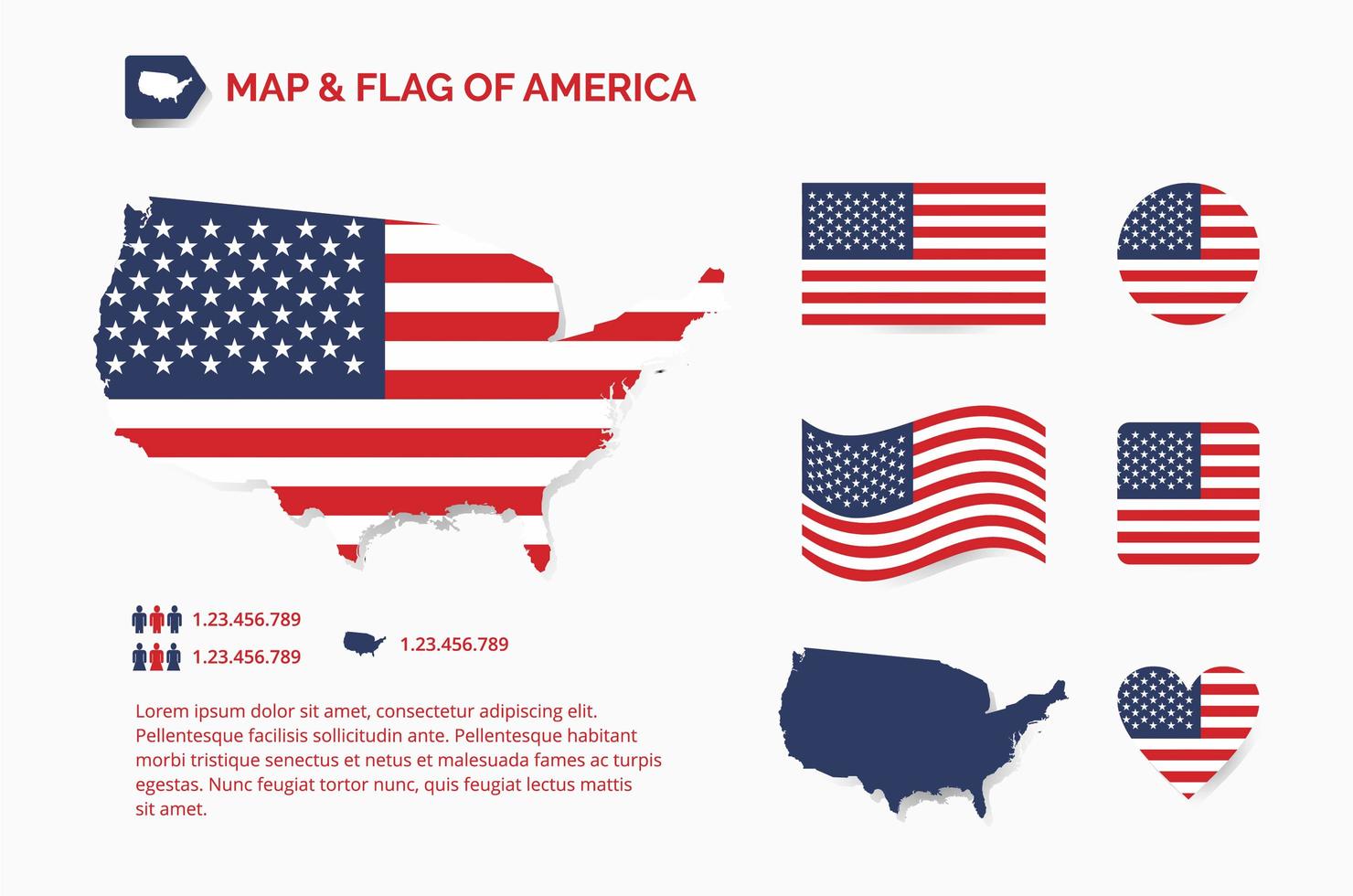 mapa y bandera de américa vector