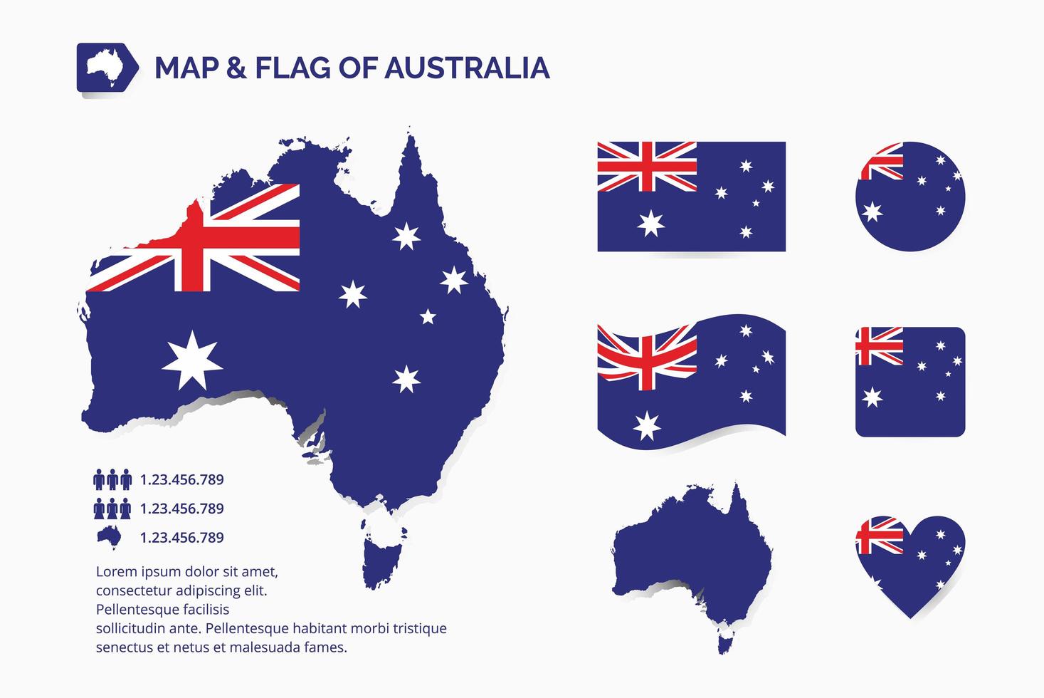 mapa y bandera de australia vector