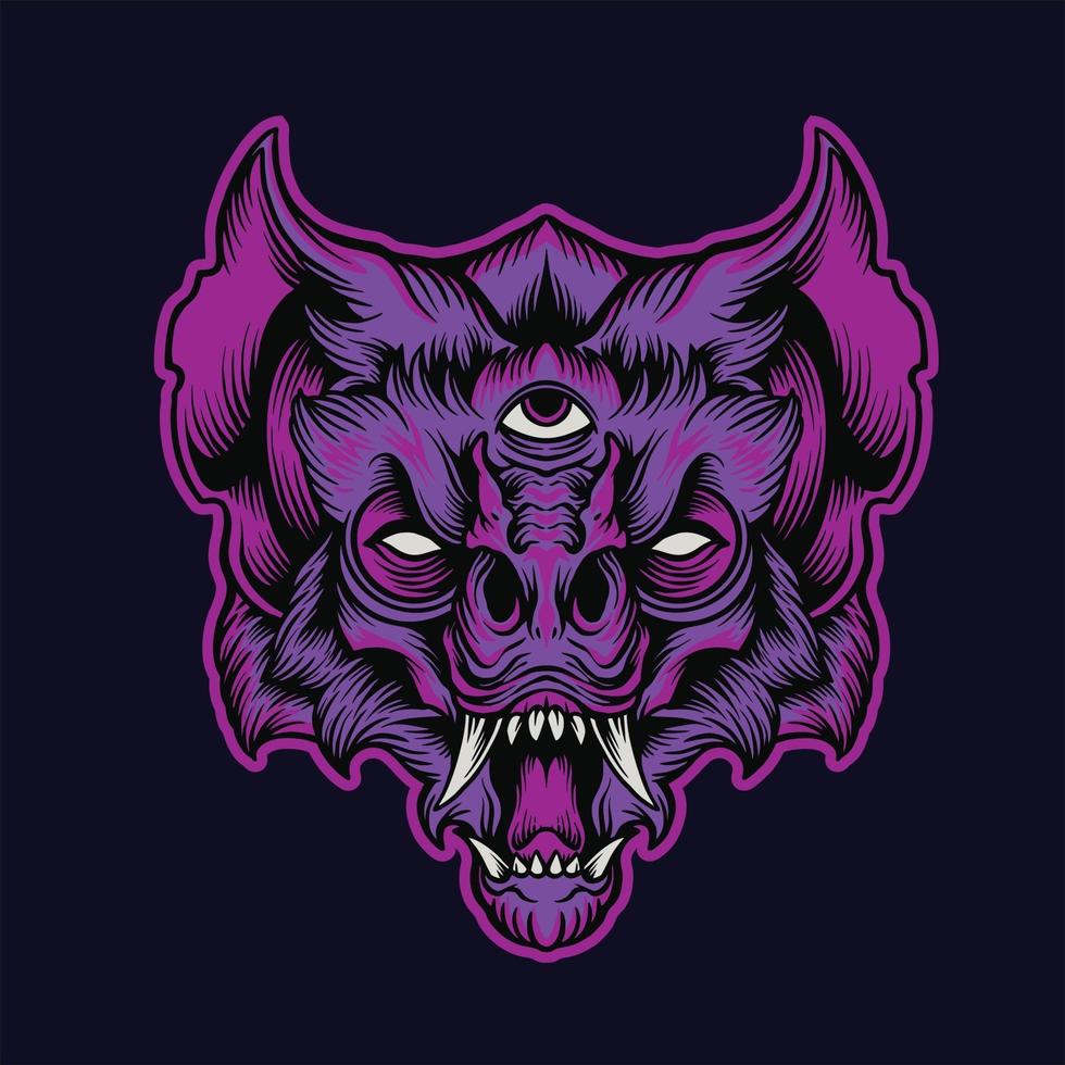 Angry Bat Head Monster Illustration vector