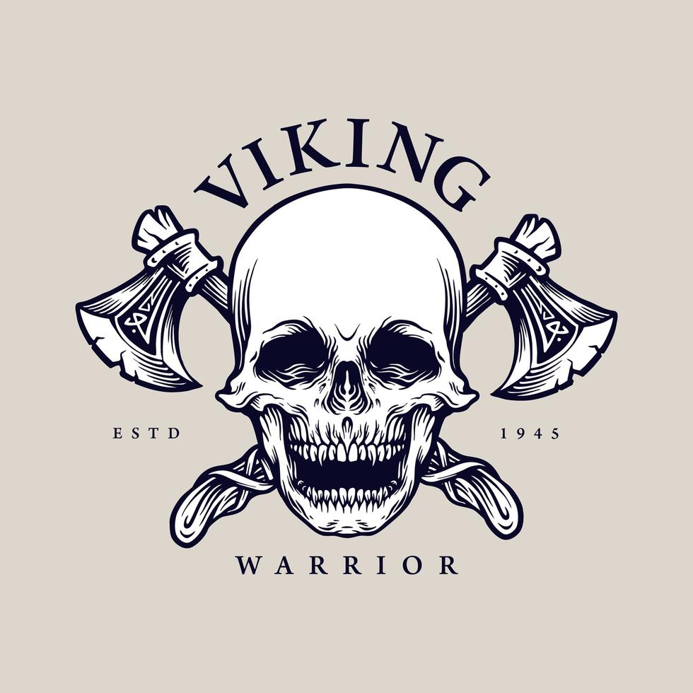 Head Skull With Axes Apparel Design vector