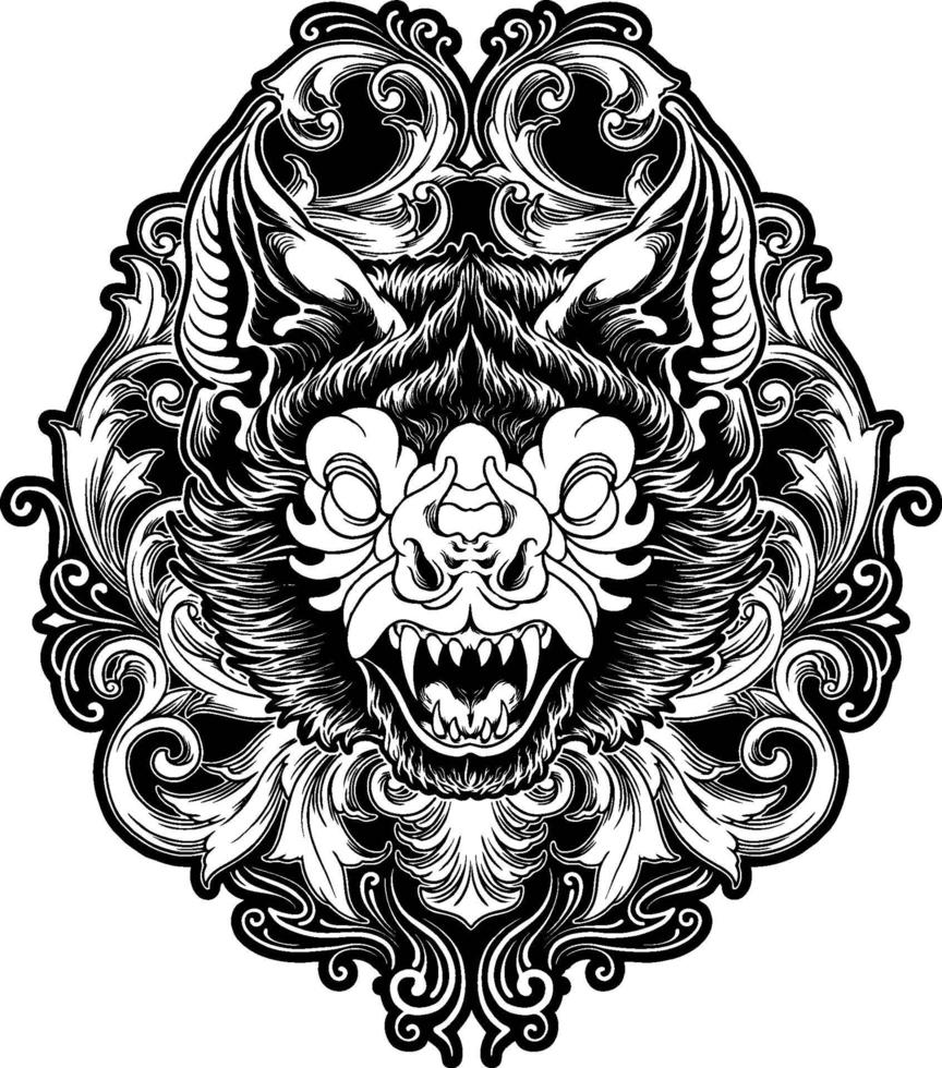Ornate Bat Silhouette Design vector