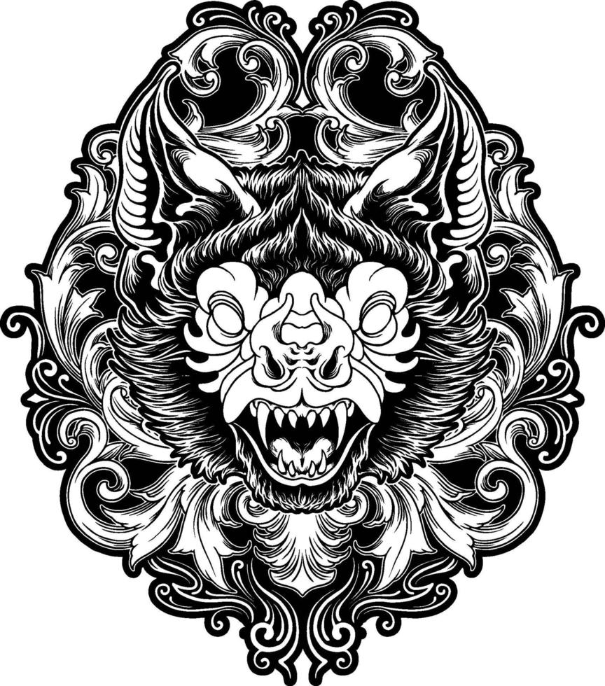 Ornate Bat Silhouette Design vector