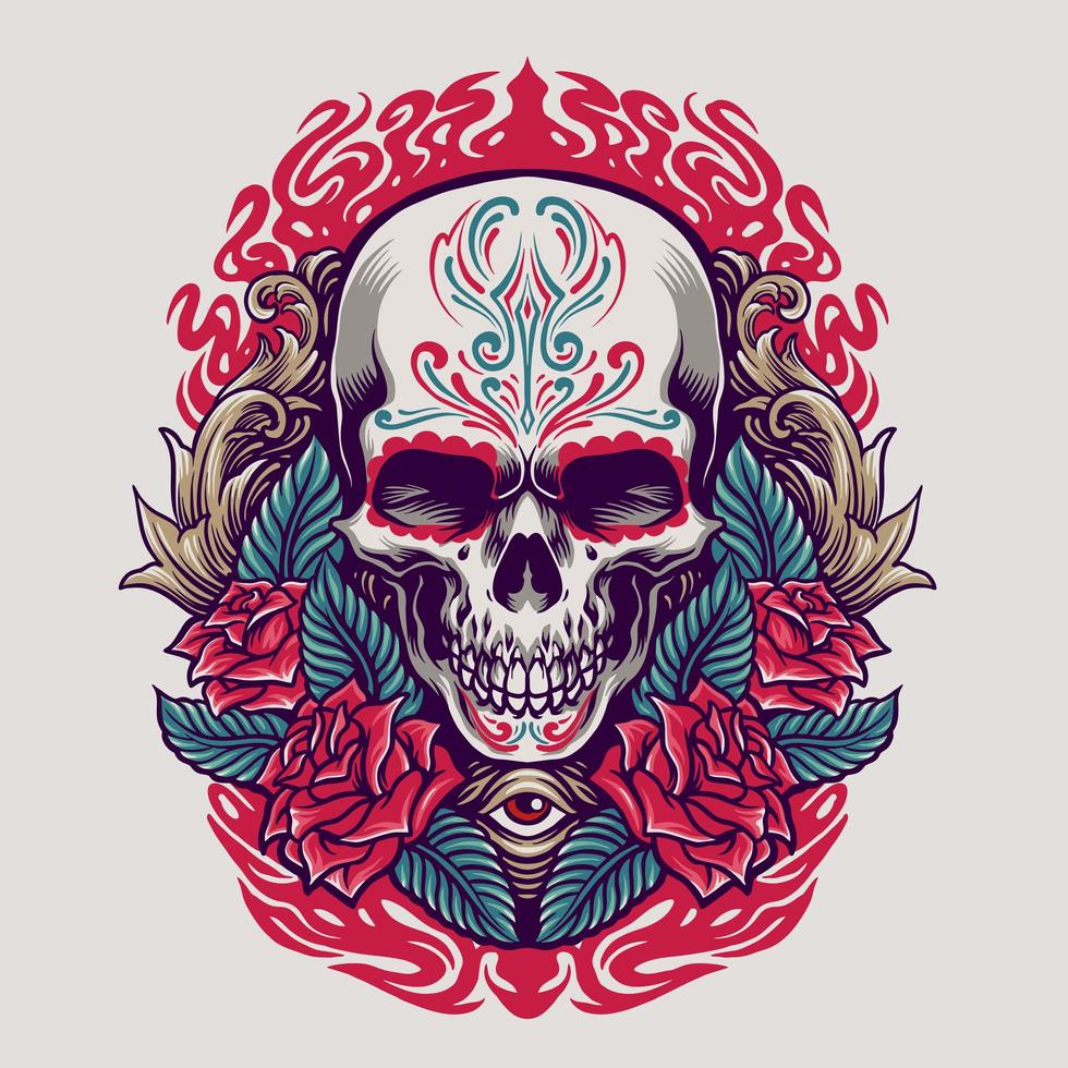 Dia de los muertos Mexican skull illustration vector