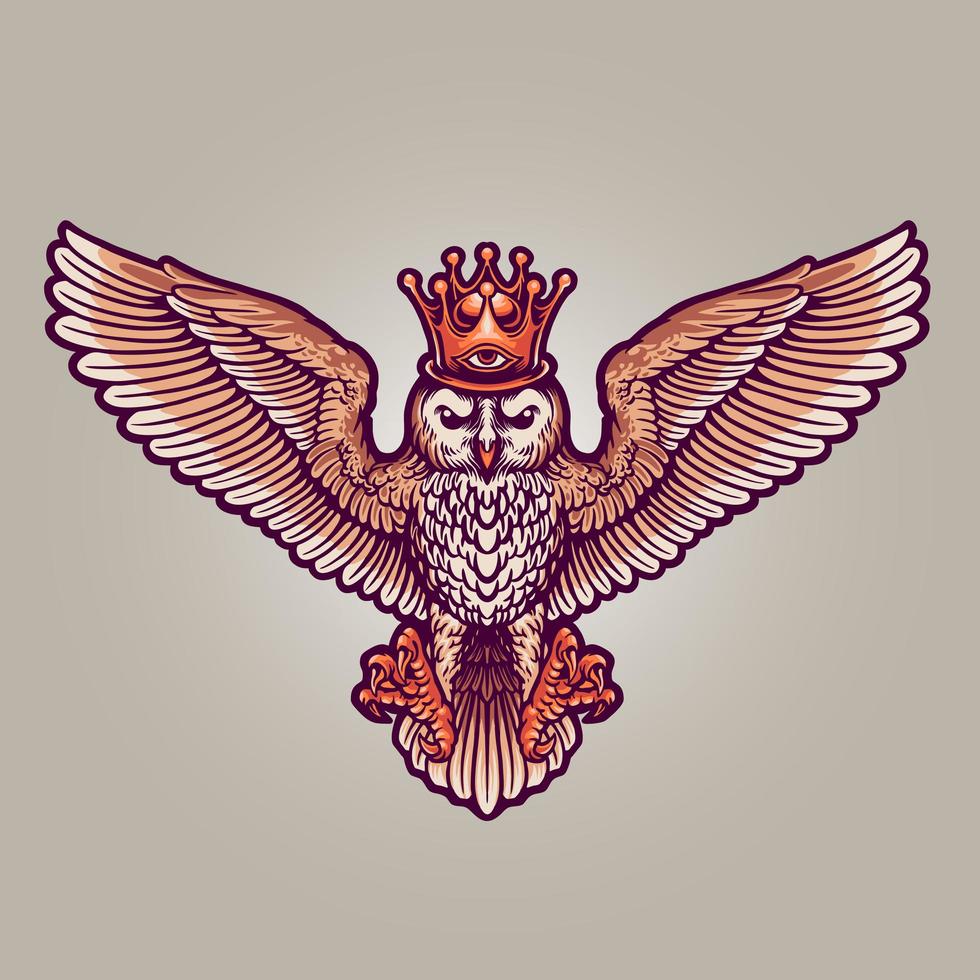 King Owl Mascot Illustration vector