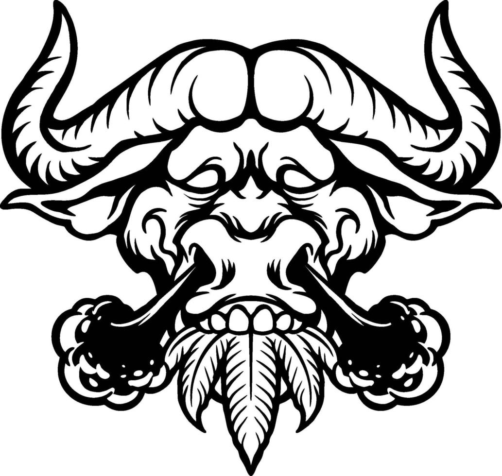 Buffalo Silhouette Smoke Design vector