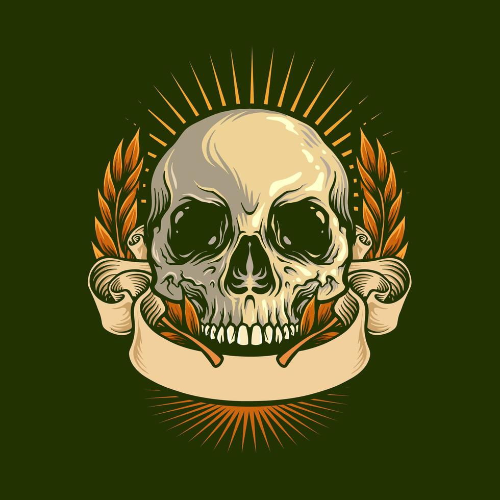 dibujo de calavera con cinta ilustración vintage vector