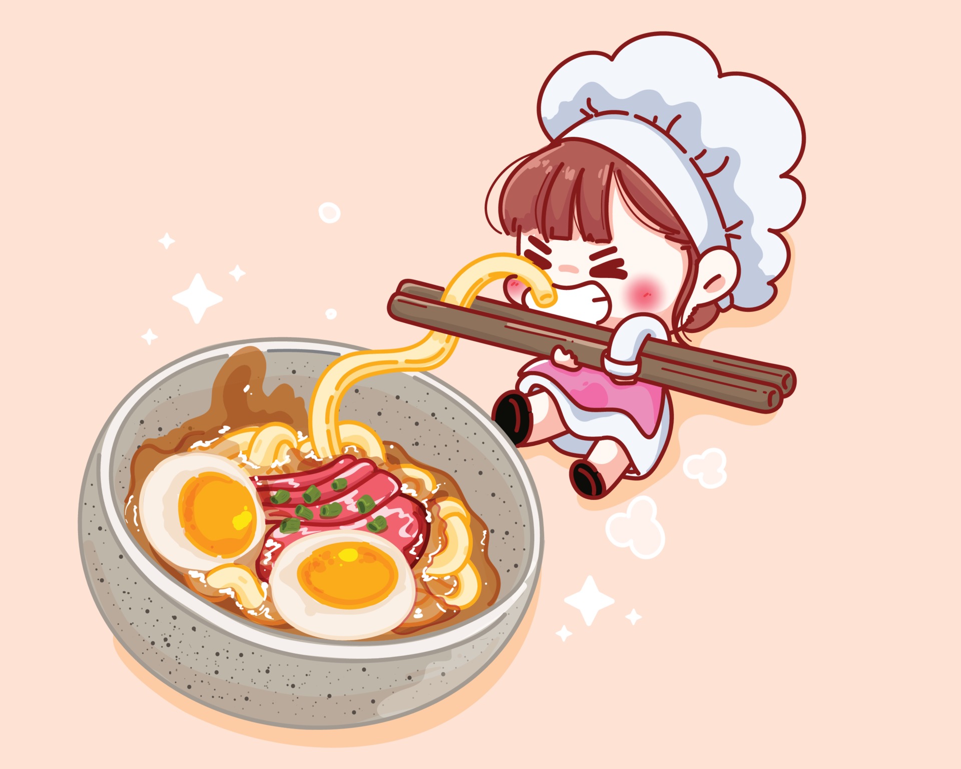 https://static.vecteezy.com/system/resources/previews/001/936/349/original/cute-chef-holding-chopsticks-with-noodles-near-the-soup-cartoon-illustration-vector.jpg