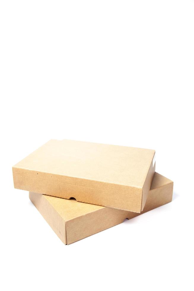 Brown paper boxes on white background photo