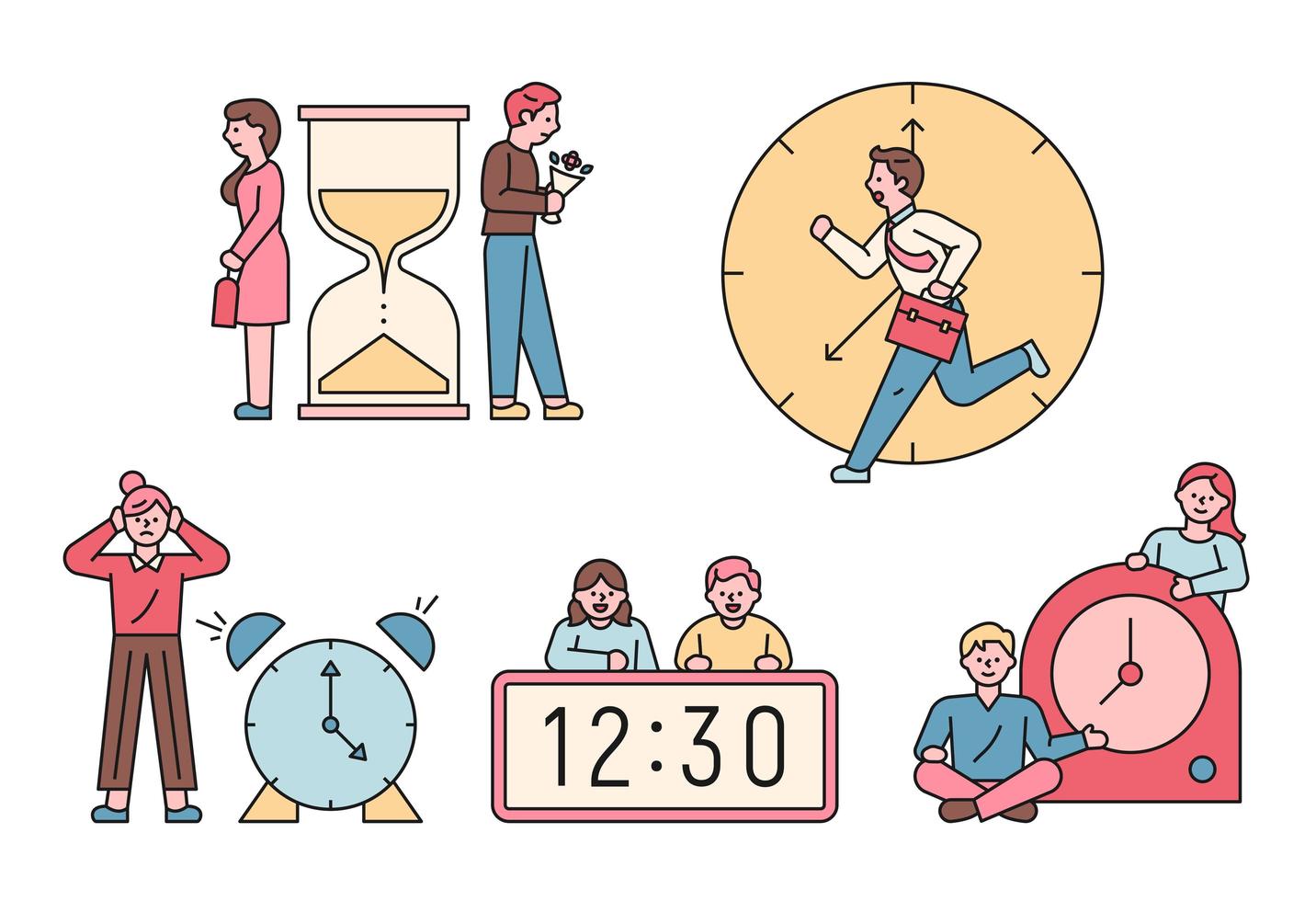 carácter de concepto de tiempo y personas. vector