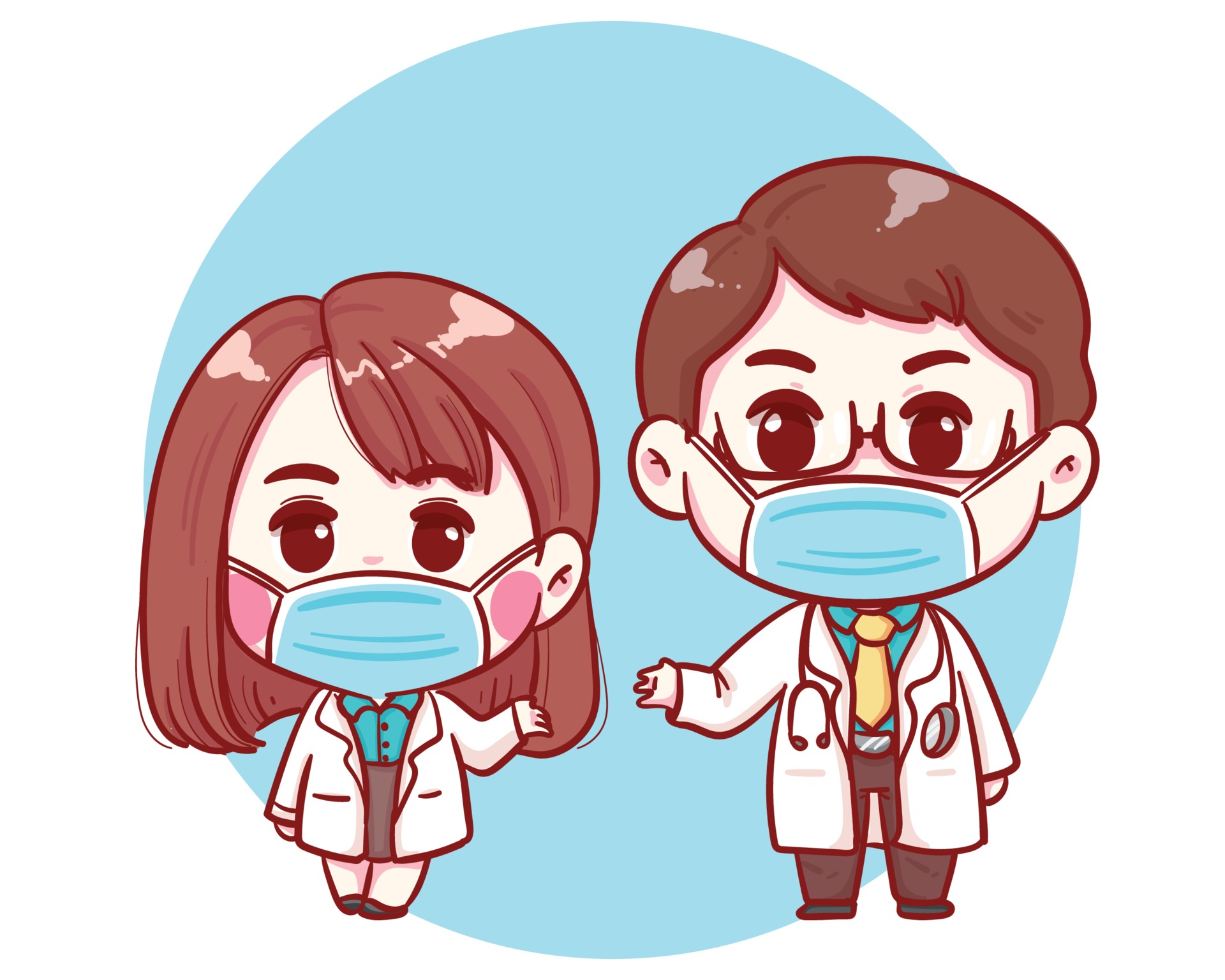 Male and female Cute doctor characters in cartoon style illustration  1936430 Vector Art at Vecteezy