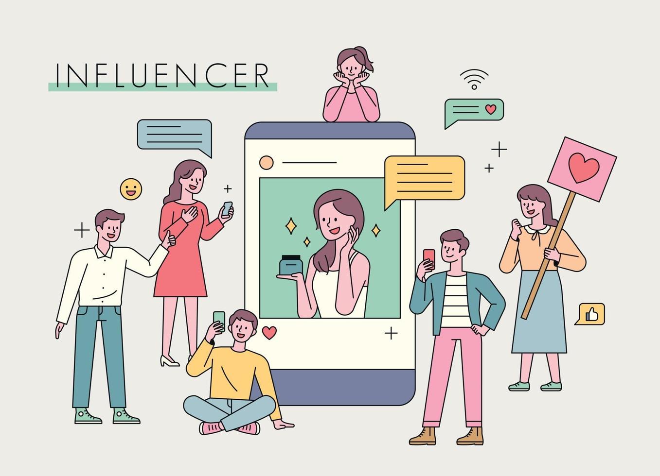 Influencer advertising marketing. vector