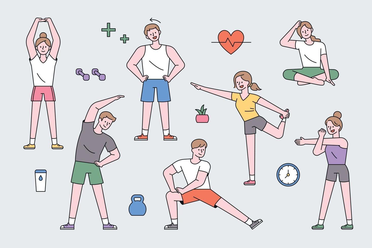 People character exercising. vector