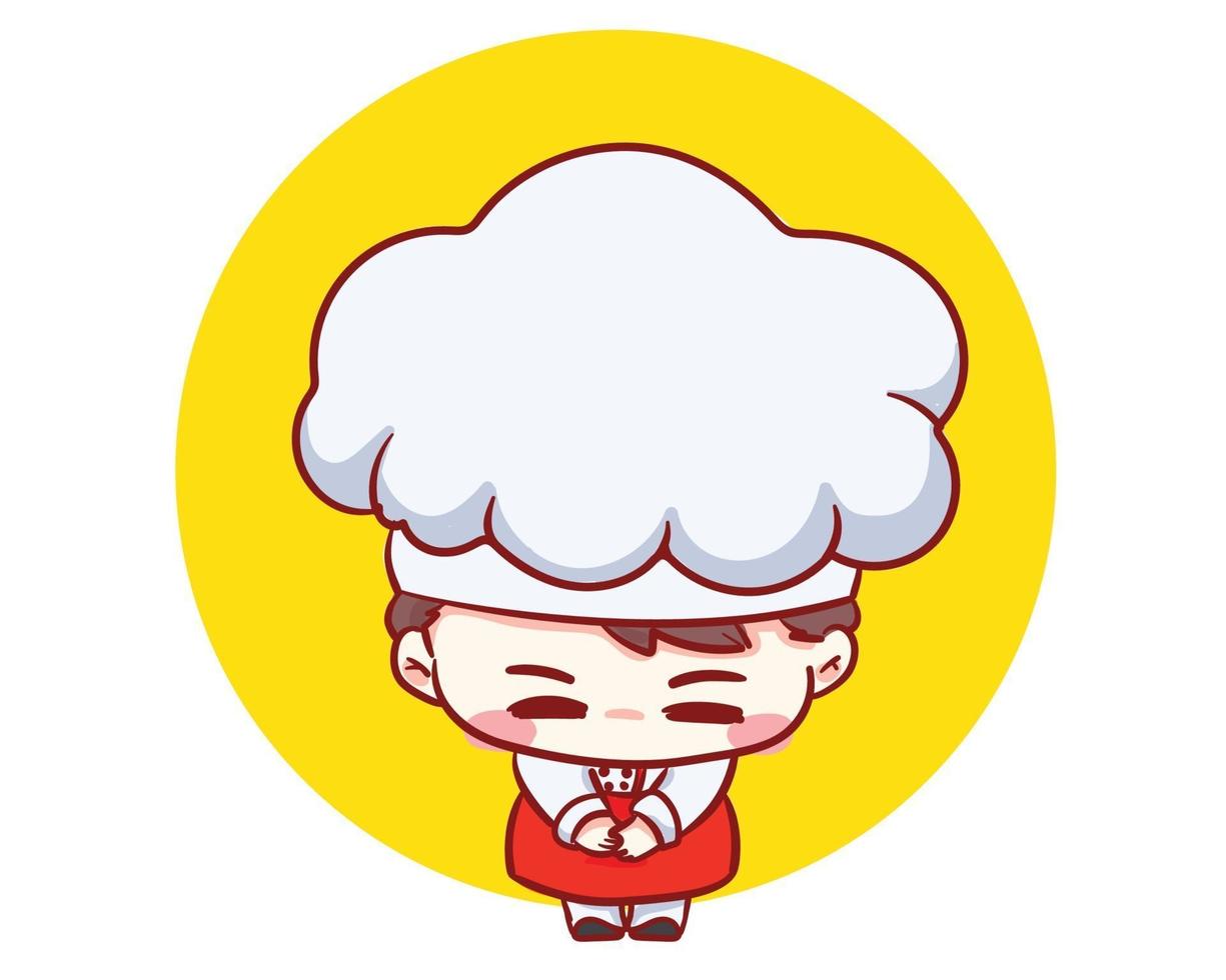 Cute  Bakery chef boy thank you cartoon Vector art illustration