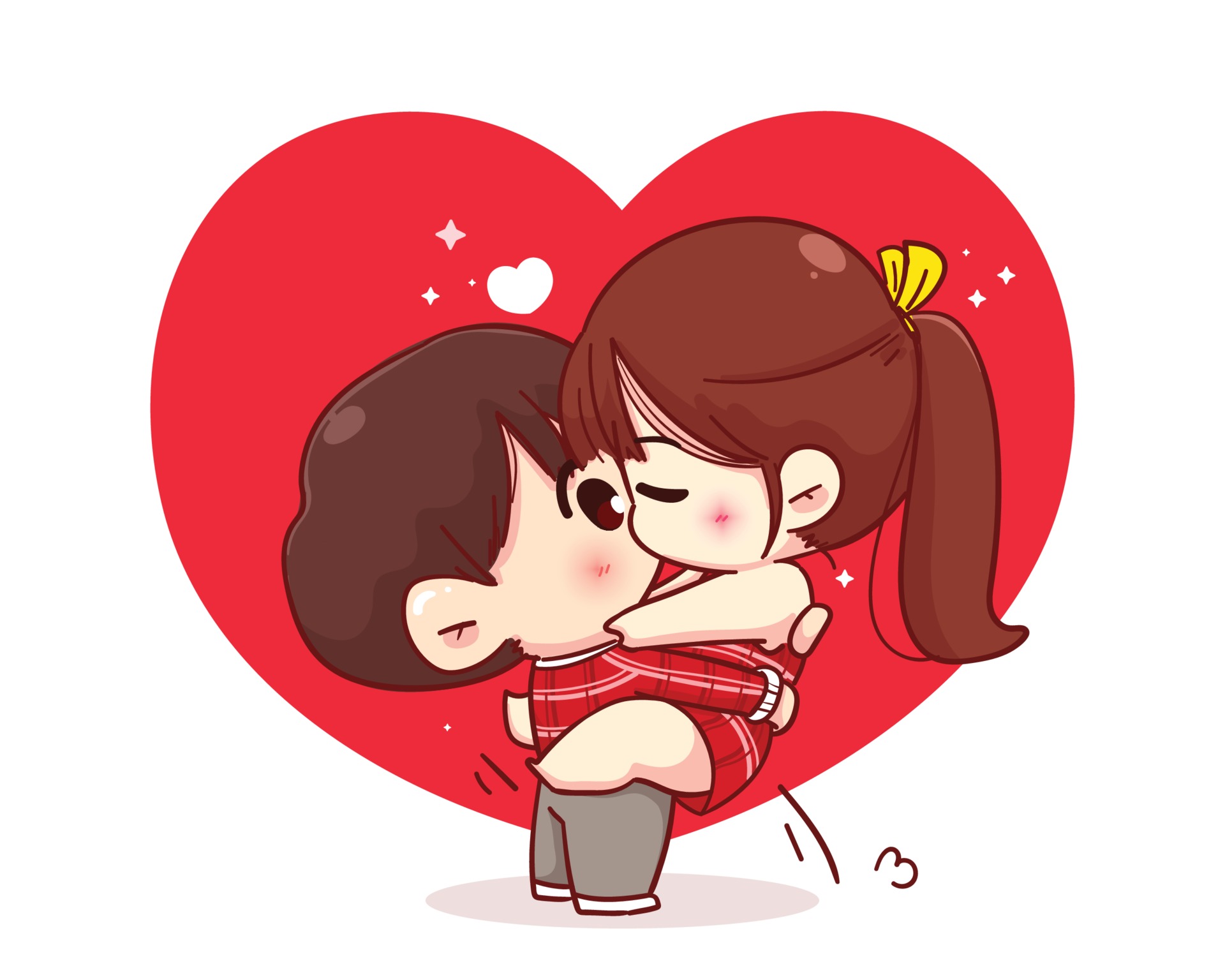 Couple kissing Happy valentine cartoon character illustration 1936488  Vector Art at Vecteezy