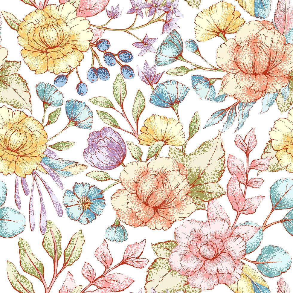 Watercolor style floral seamless pattern vector