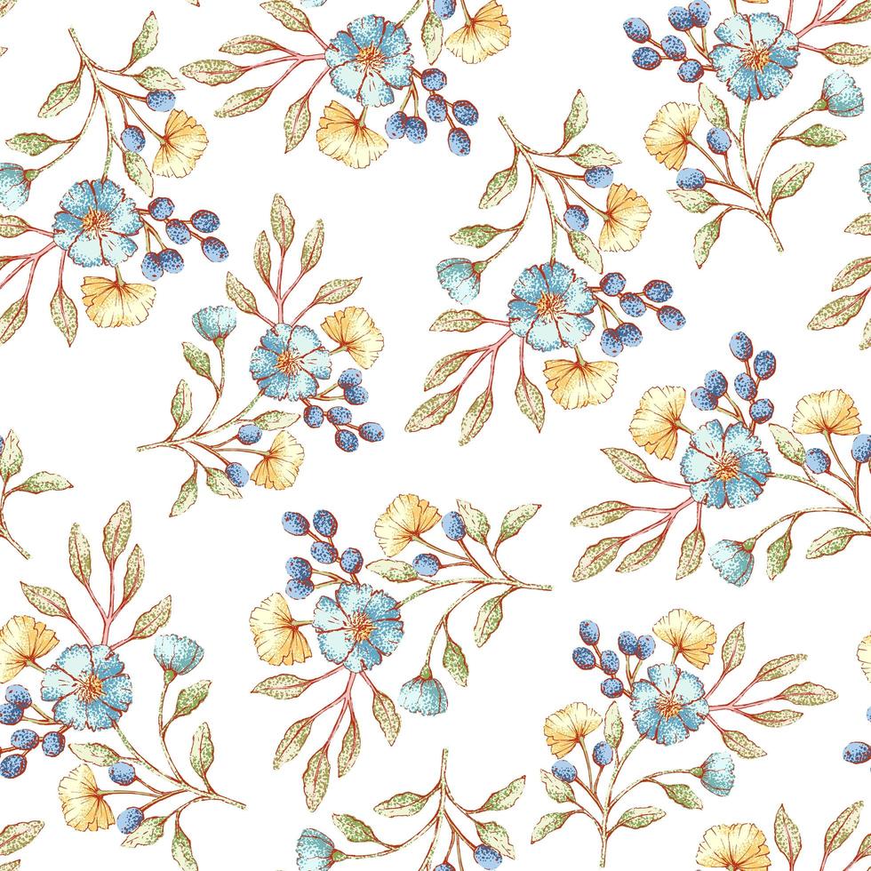 Watercolor style floral seamless pattern vector