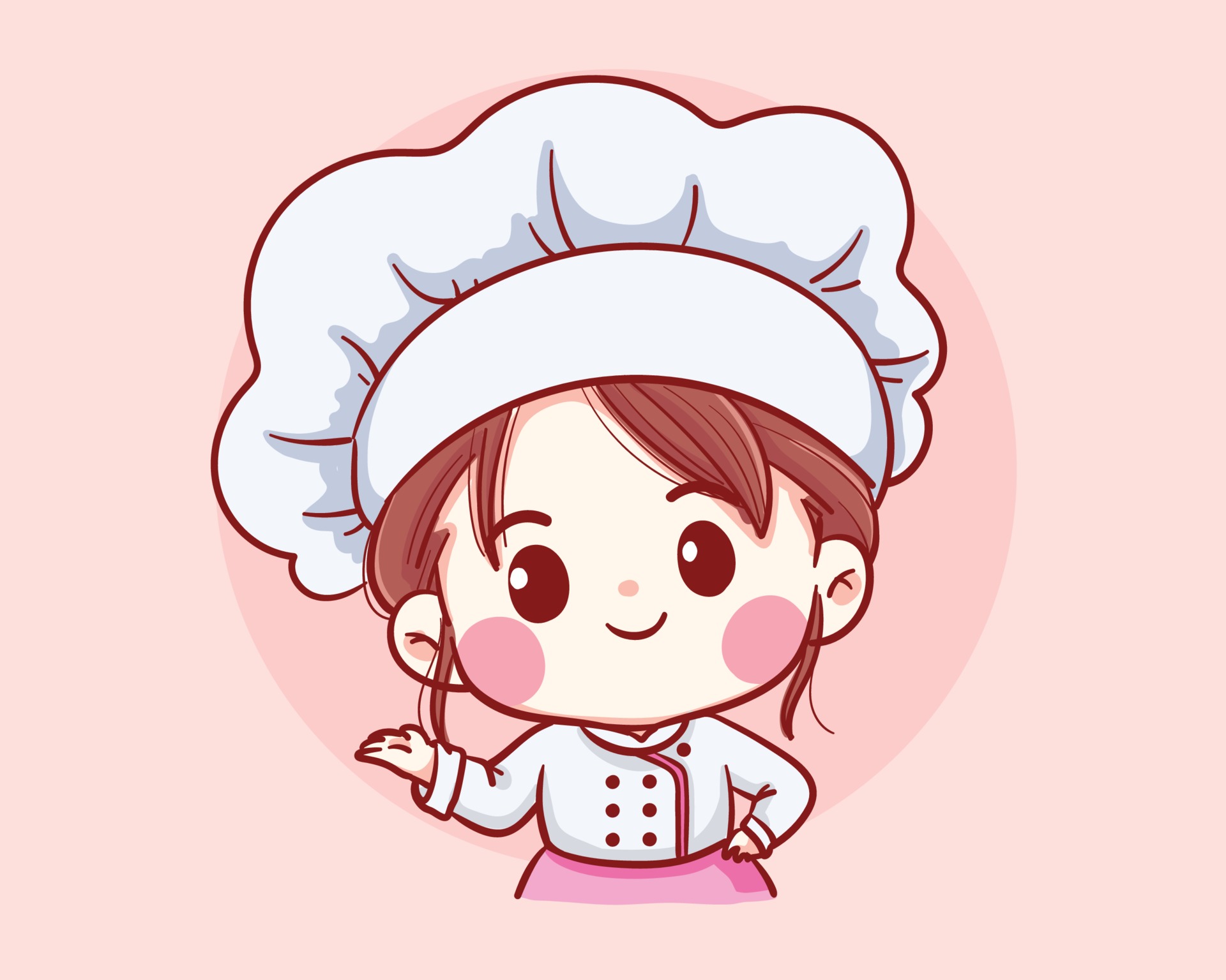 cartoon girl chef