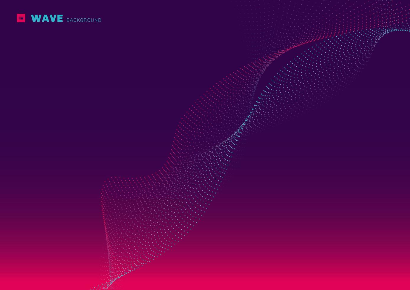 Abstract technology futuristic network design particle pink and blue glowing dot line flowing wave purple background vector