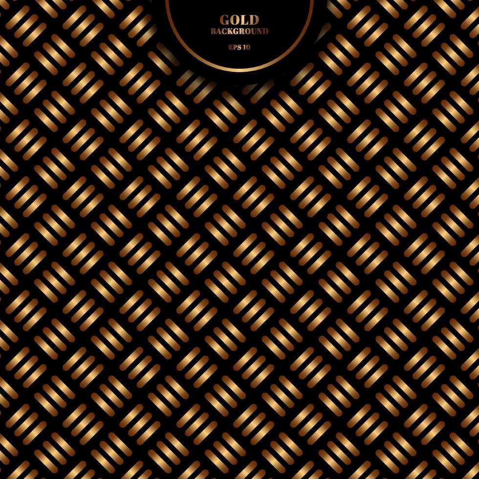 Abstract gold geometric cross pattern bold line on black background and texture. vector