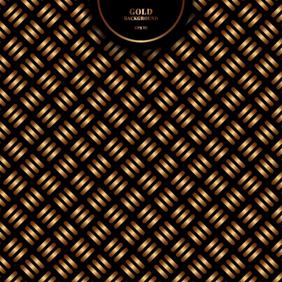 Abstract gold geometric cross pattern bold line on black background and texture. vector