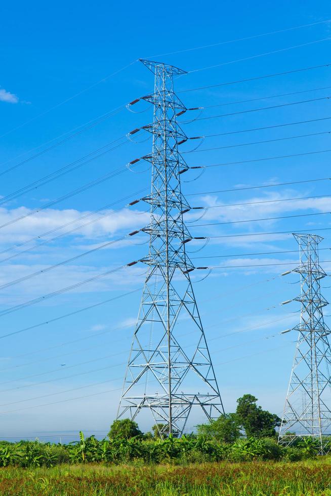 High voltage towers in Thailand photo