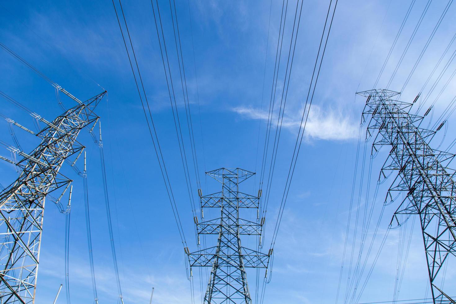 High voltage towers in Thailand photo