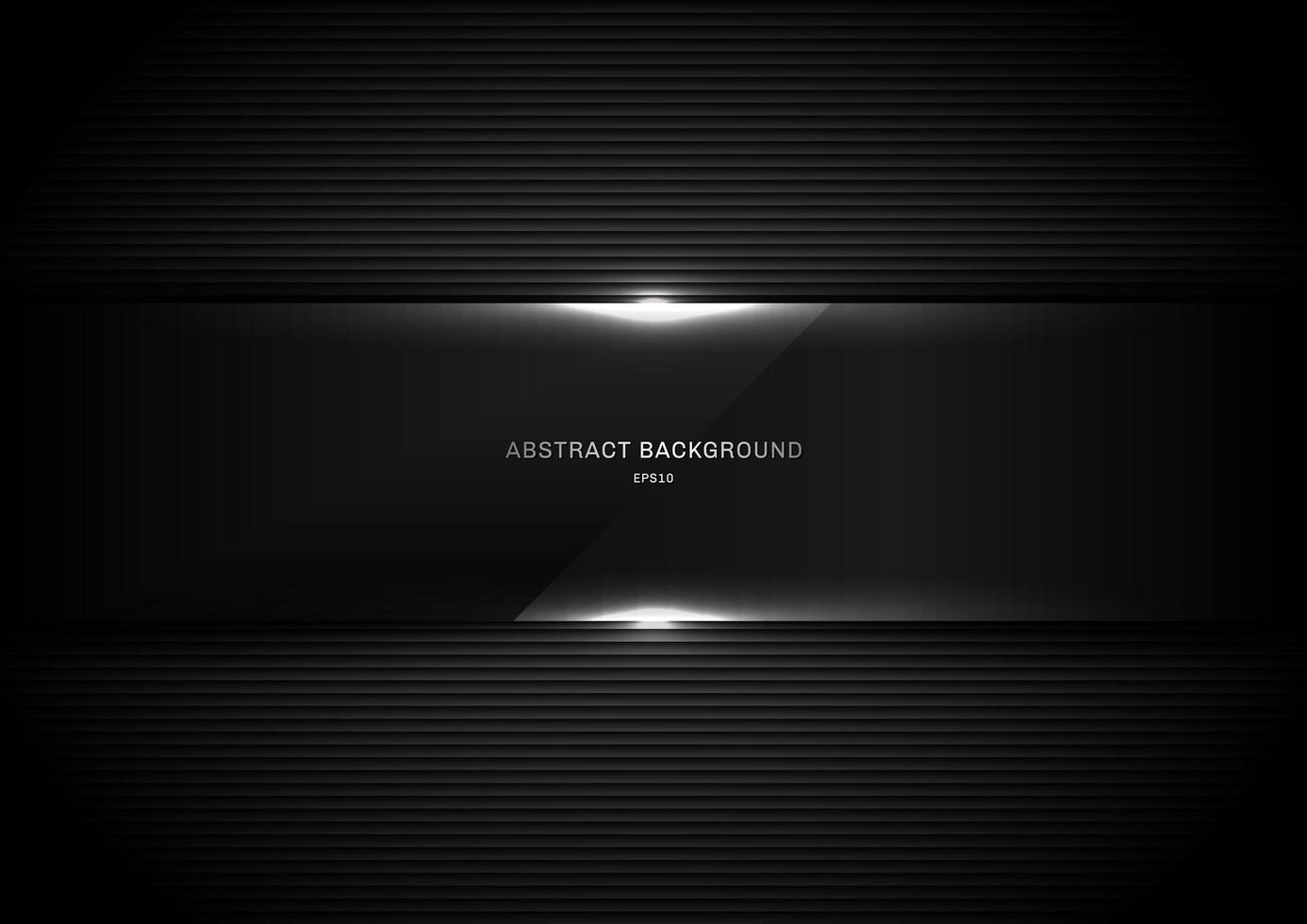 Panel de vidrio negro de fondo abstracto brillante con iluminación. vector