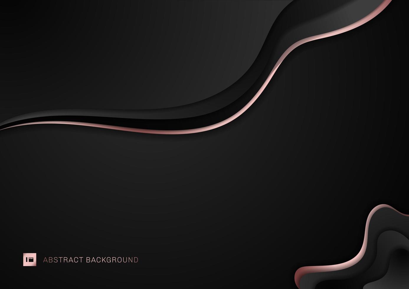 Abstract modern template black and pink gold wave lines, curved layers on dark background vector