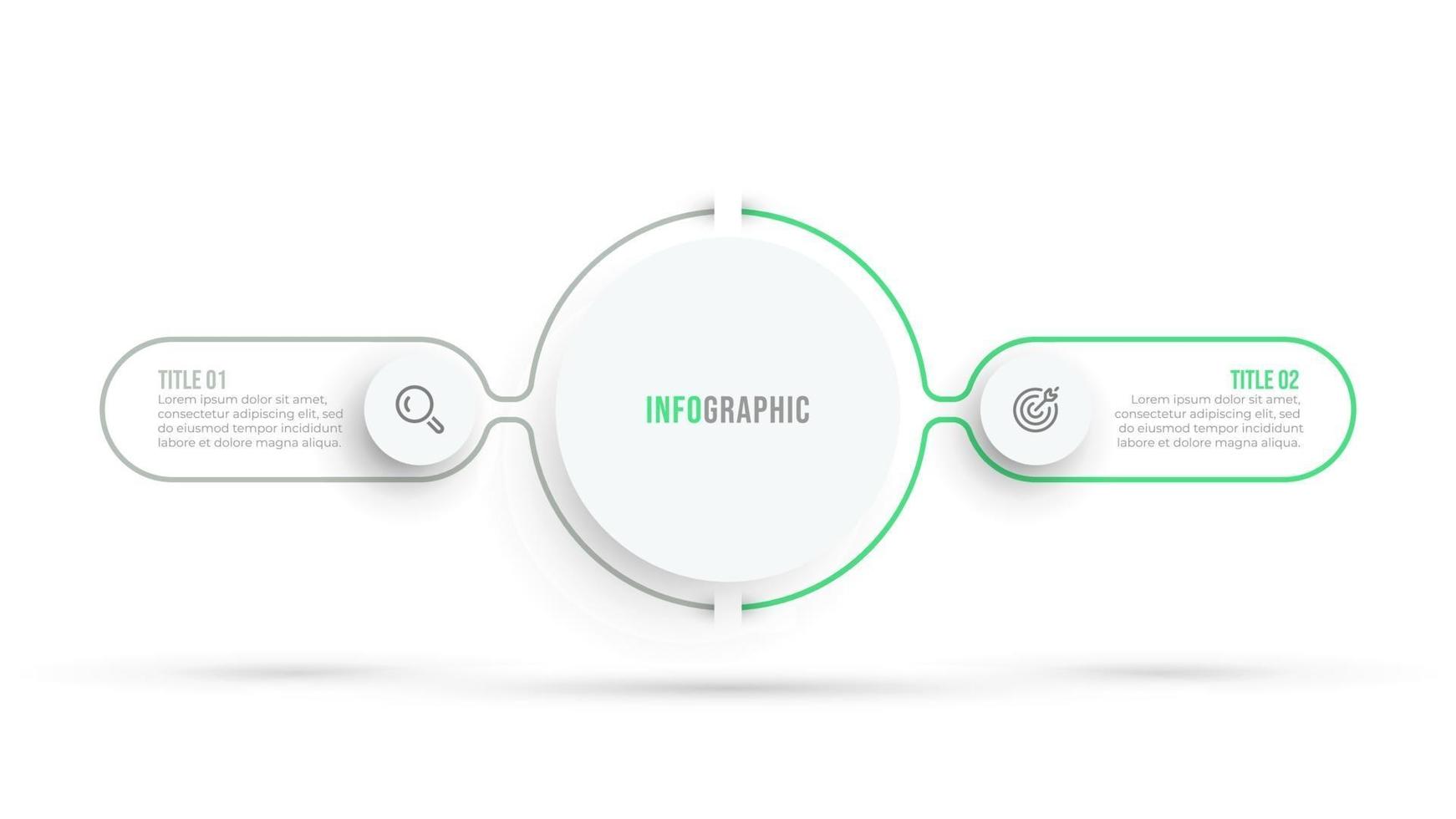 Vector infographic thin line design with circle and icons. Business concept with 2 options, steps or processes.