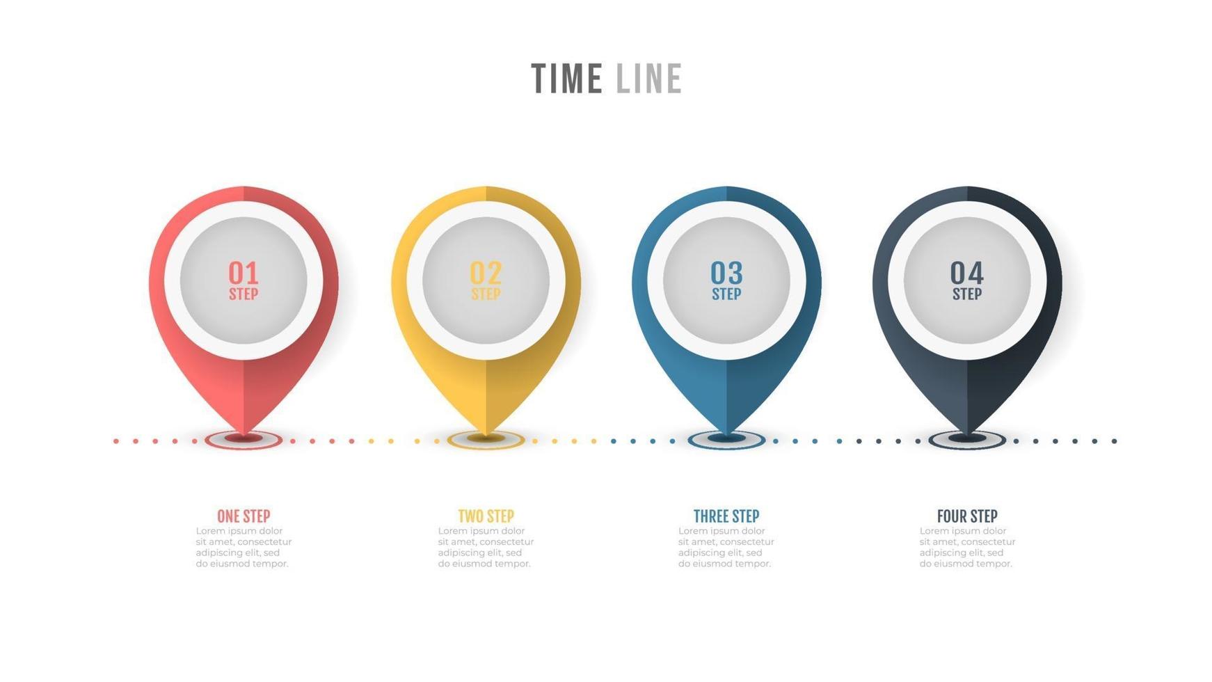 Timeline infographic label design with number options. Business concept with 4 steps, processes. vector