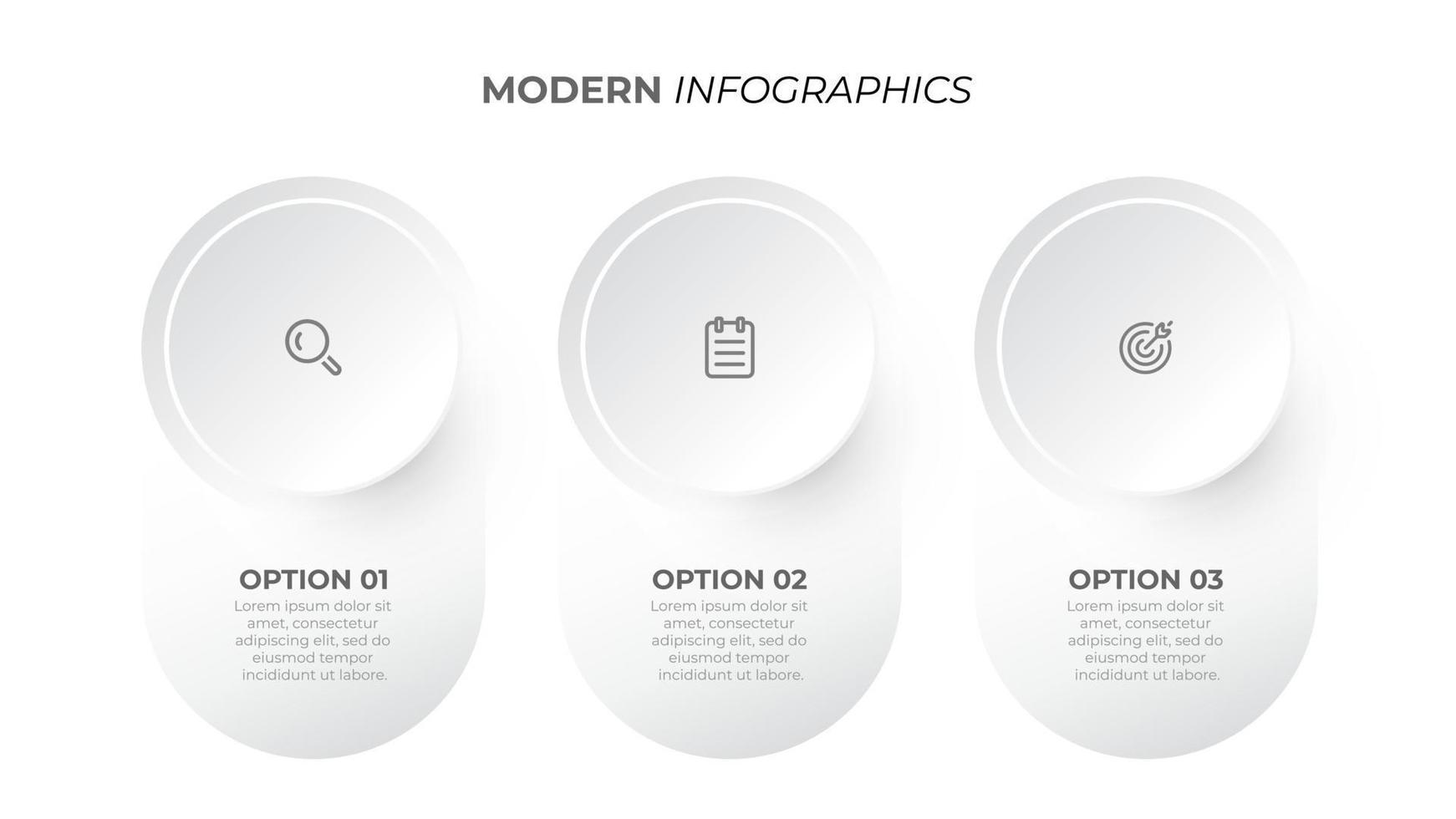 moderno diseño de círculo de elementos infográficos con iconos de marketing. concepto de negocio con 3 opciones. plantilla de vector. vector