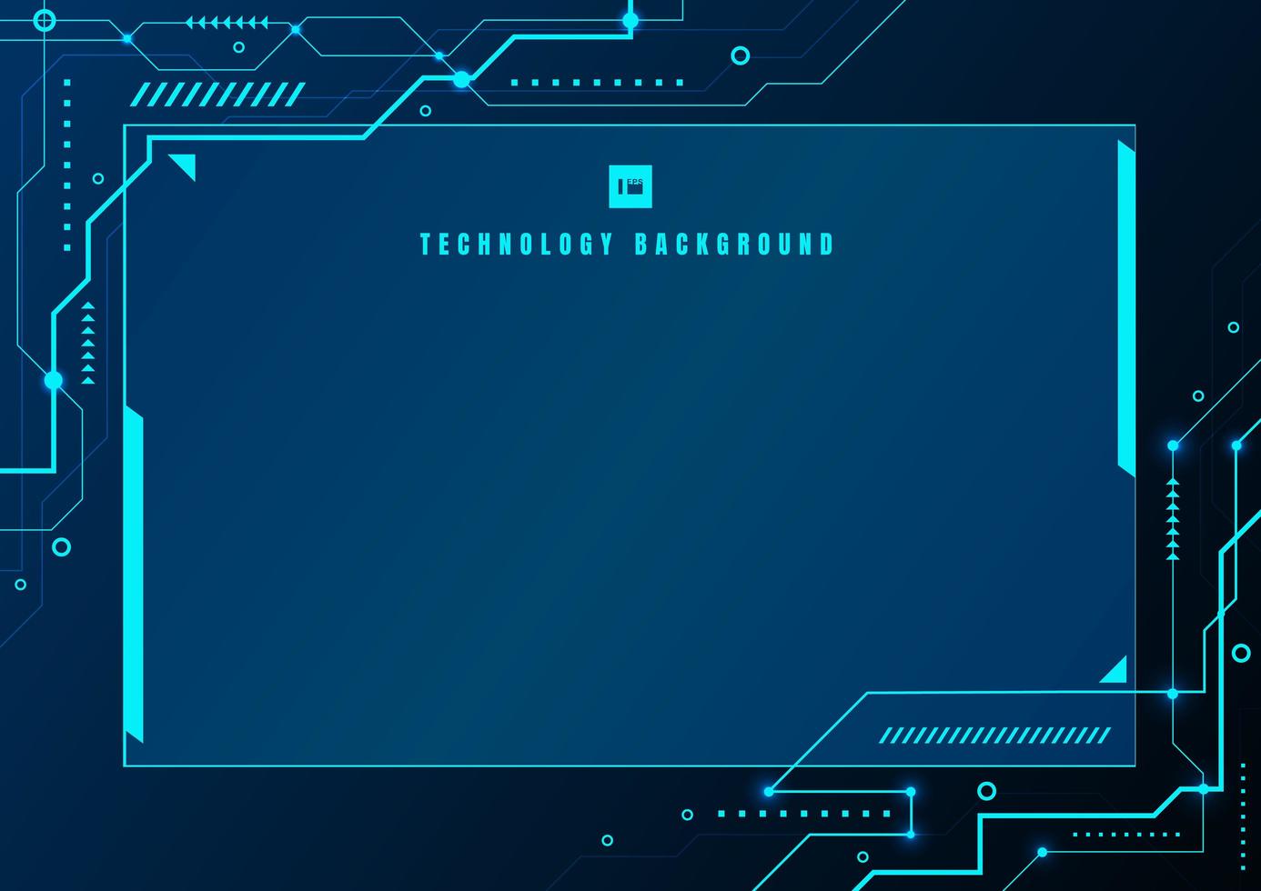 Abstract blue technology geometric and connection system electronic circuit background with space for your text. vector