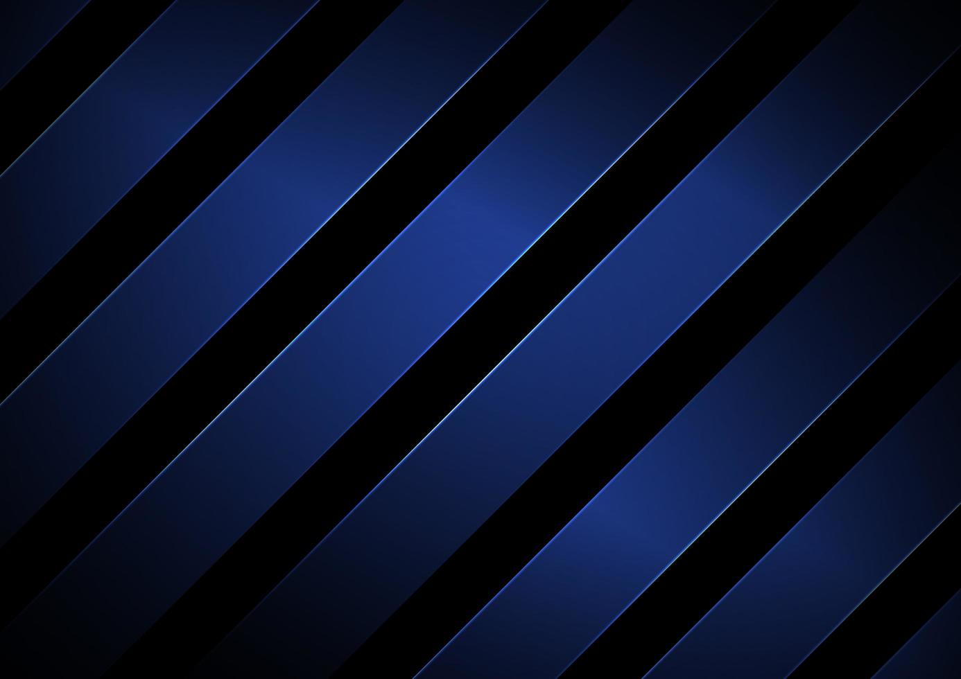 Abstract stripes geometric diagonal lines blue color with lighting on black background. vector