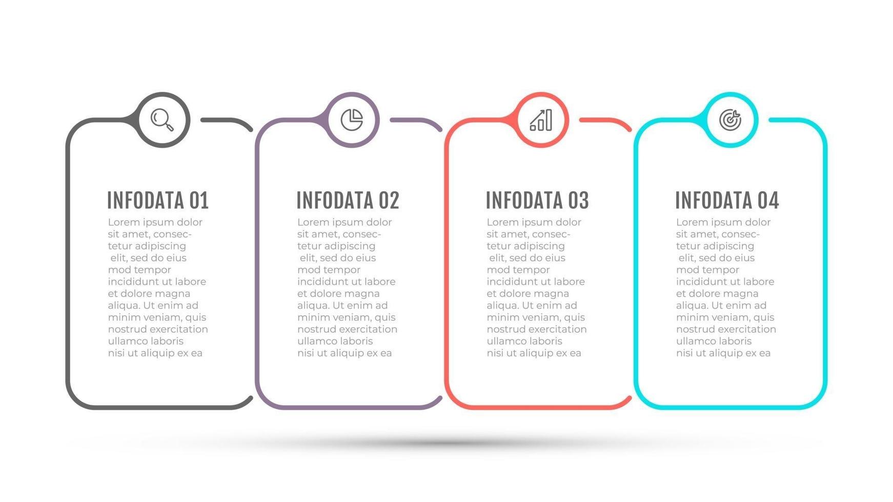 Vector Infographic thin line label design with circles and icons. Business concept with 4 options or steps.