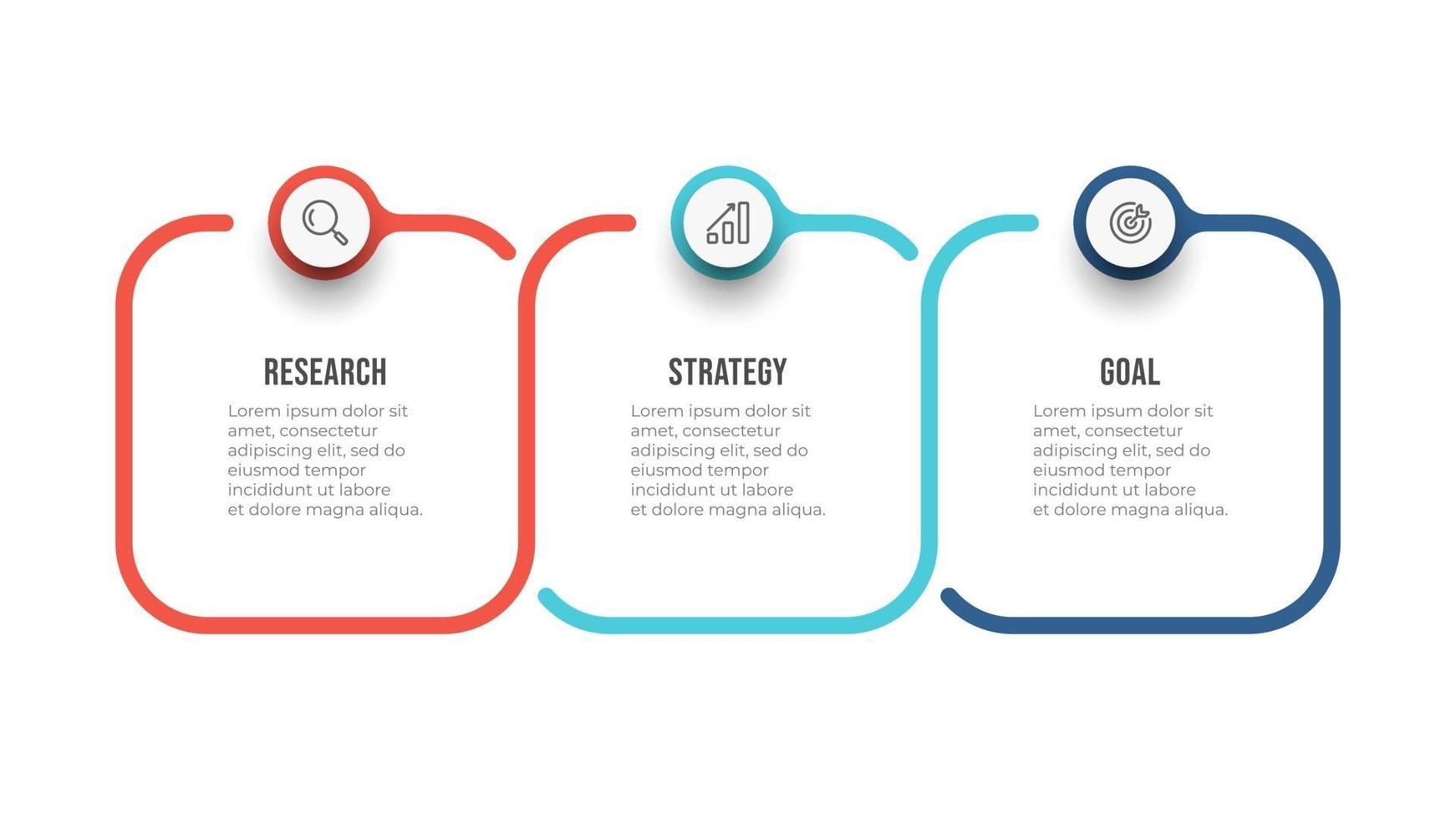 Vector infographic template. Business concept with icon and 3 options or steps. Can be used for workflow diagram, annual report, flow chart.