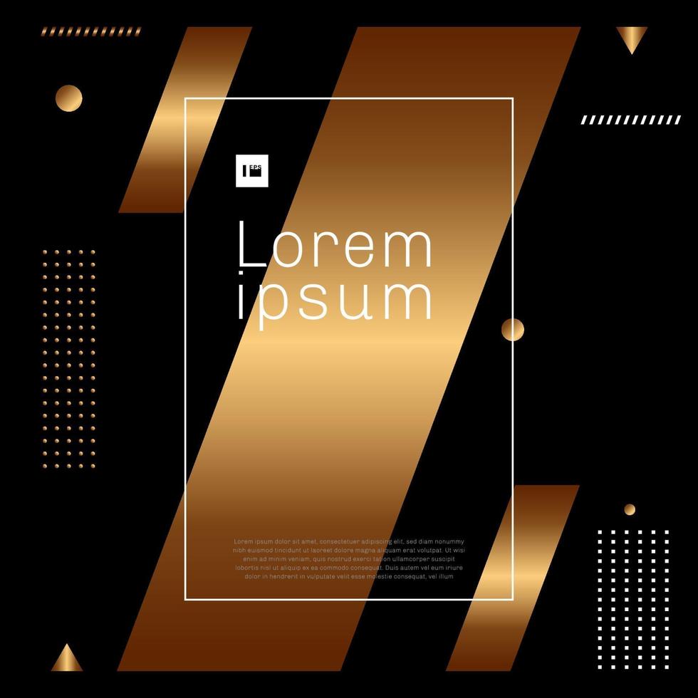 Abstract modern trendy gold and white geometric shape element on black background minimal style. vector