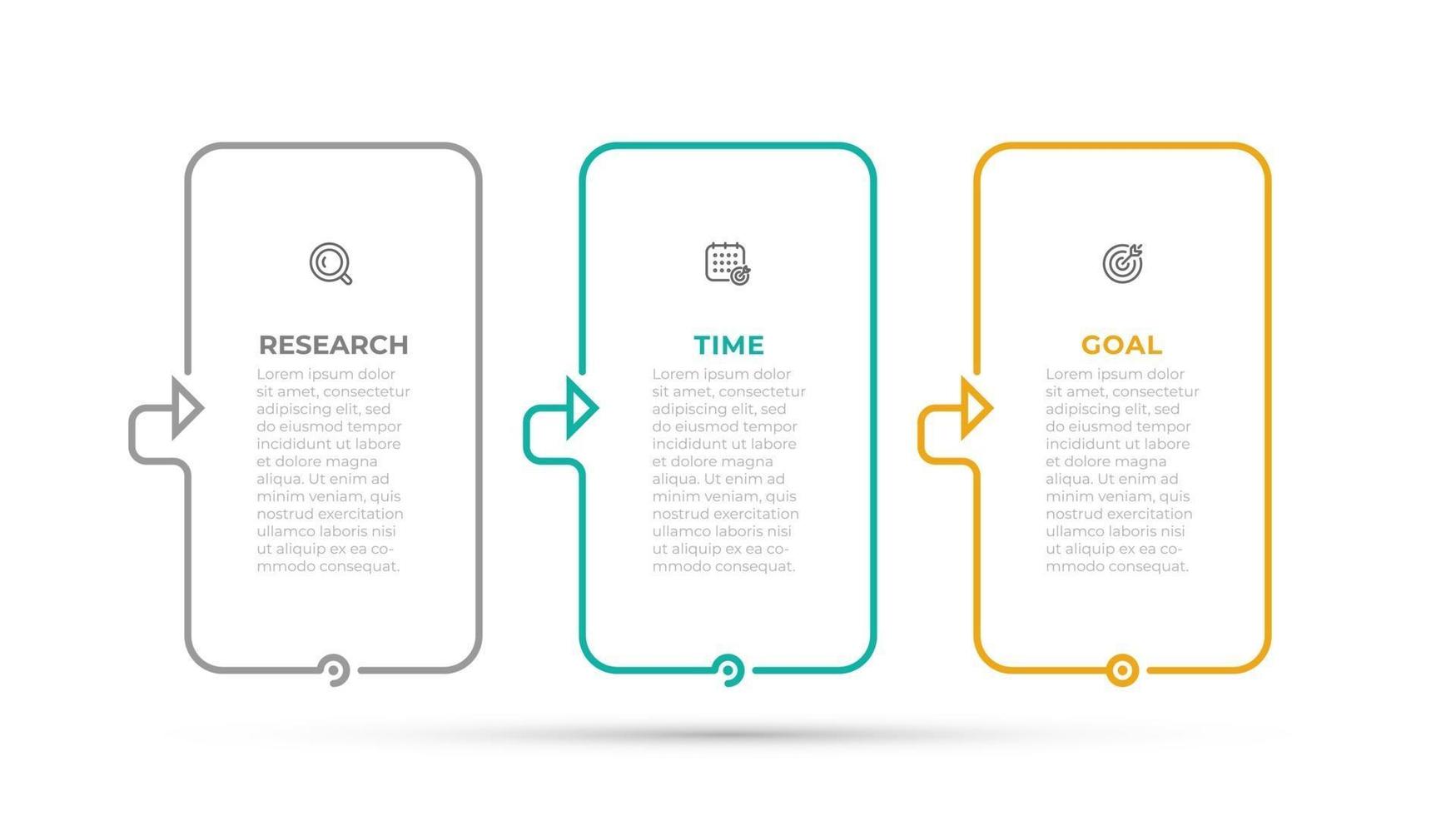 Vector infographic template design with thin line and icons. Business concept with 3 options, steps, parts.