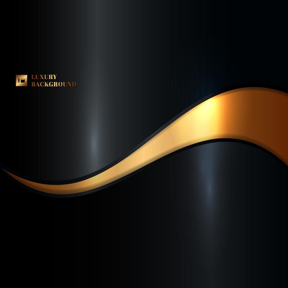 Abstract glowing gold wave on black background luxury style. vector