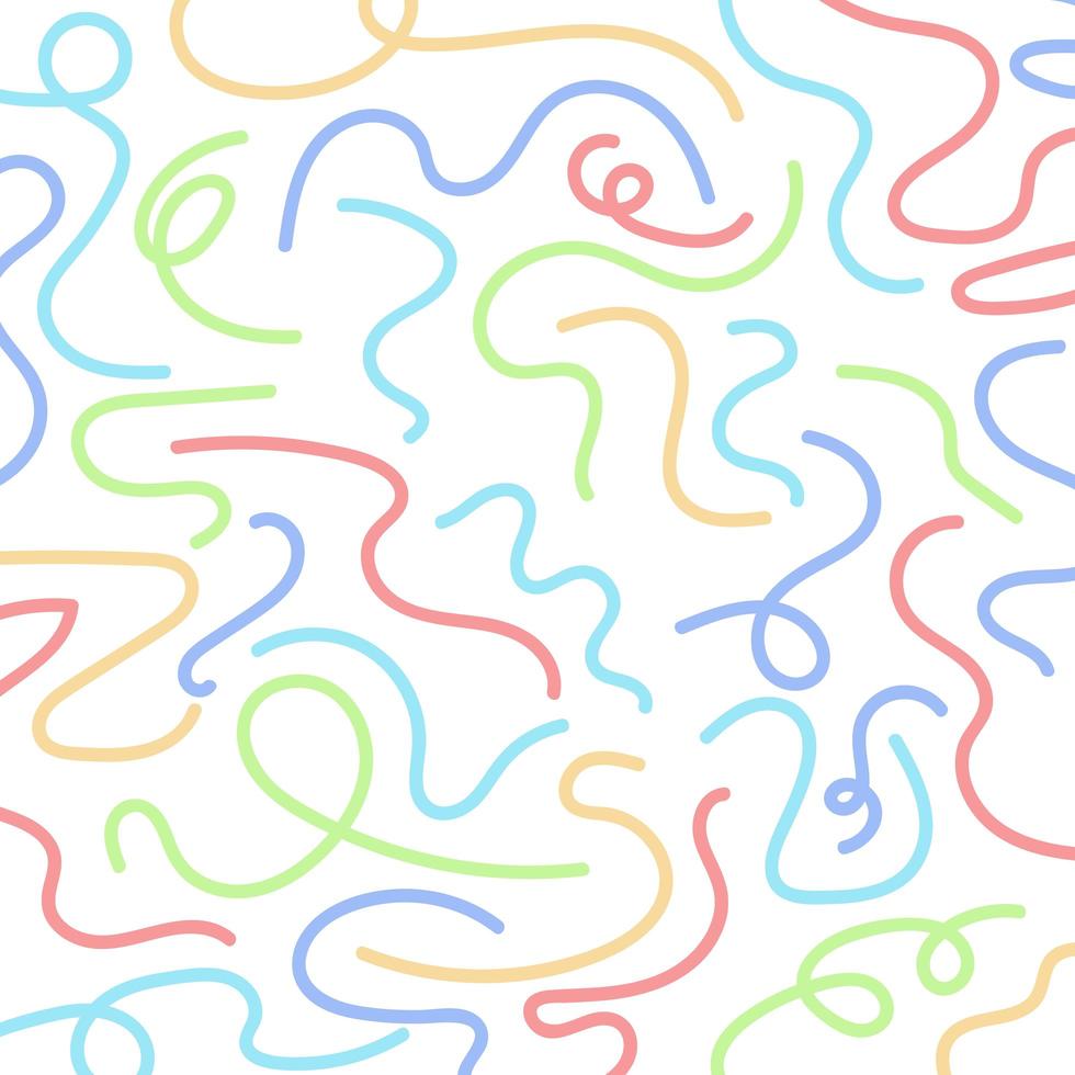 Abstract hand drawn wavy lines colorful isolated on white background. vector