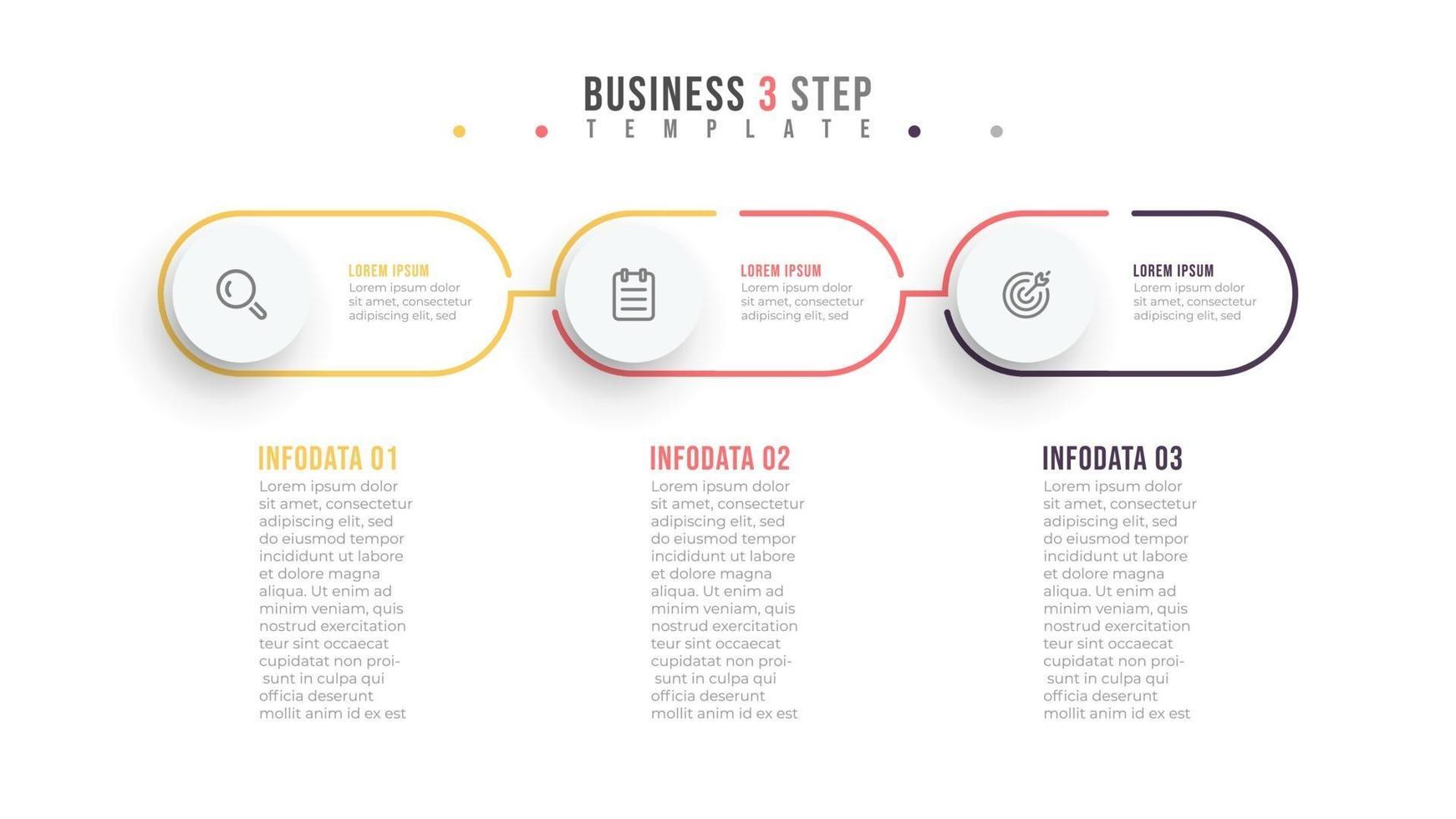 etiqueta de diseño infográfico mínimo de línea delgada con círculos. concepto de negocio con 3 opciones o pasos. vector