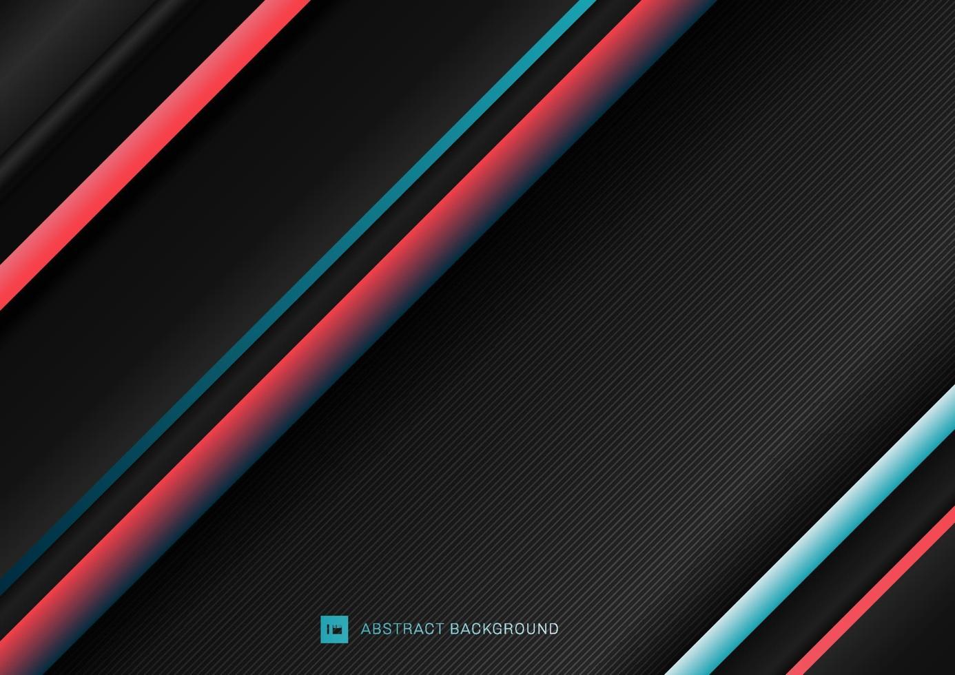 Abstract stripe diagonal geometric lines pattern blue and red on black background with space for your text. vector