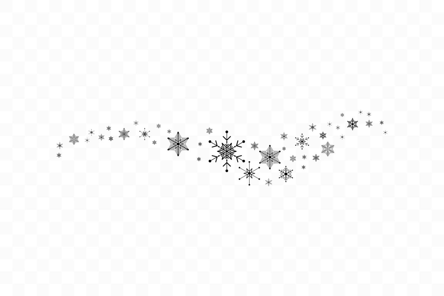 Trace of black snowflakes. Magic abstract background isolated vector