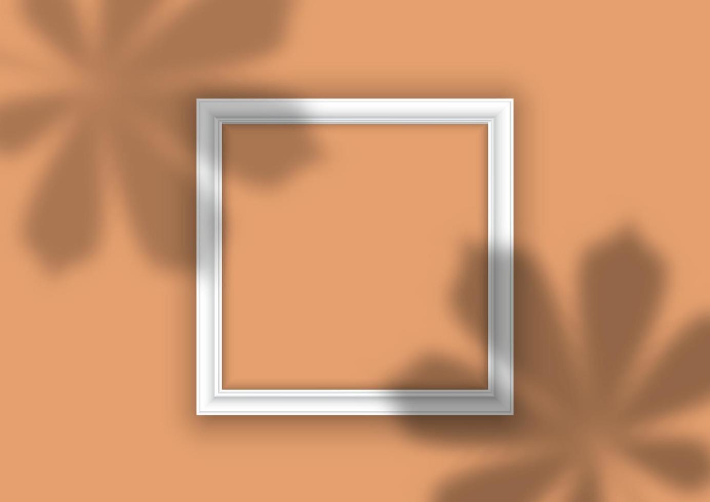 picture frame with plant leaves shadow overlay vector