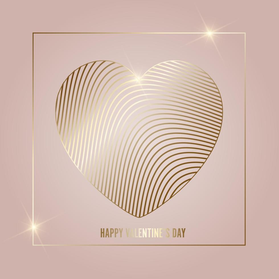 Fondo elegante para el día de San Valentín con diseño de corazón de oro vector