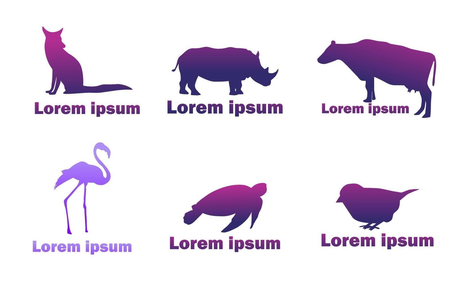 collection of animal silhouette logos vector