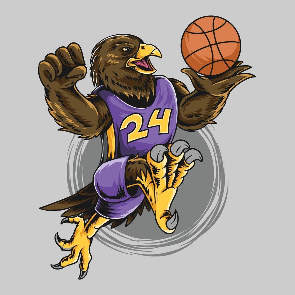 águila, llevando, baloncesto, juego, pelota vector