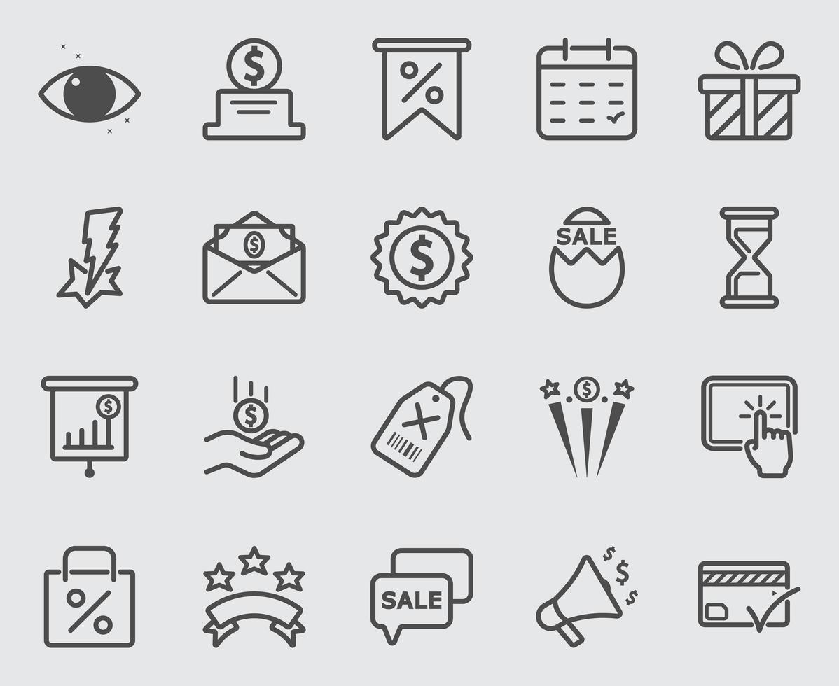 Discount and Bonus line icons set vector