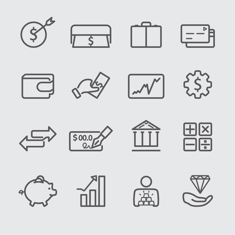 Finance line icons set vector