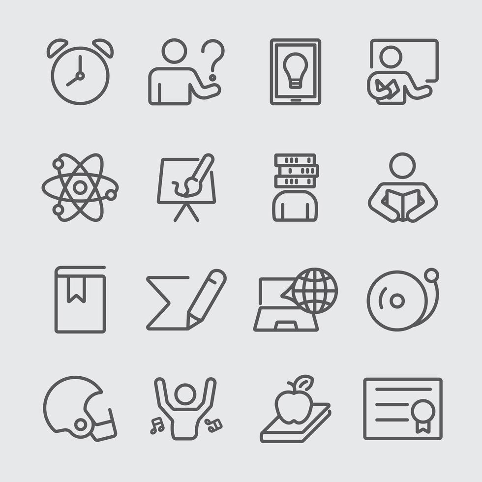 Education 2 line Icons set vector