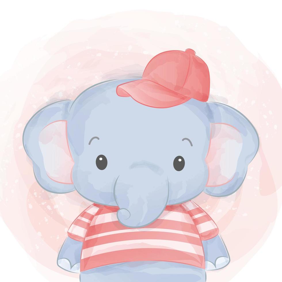 Adorable baby elephant in watercolor style vector